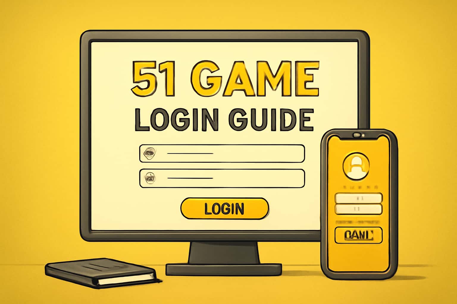 Informational scene illustrating the 51 Game Login Guide with a focus on secure access.