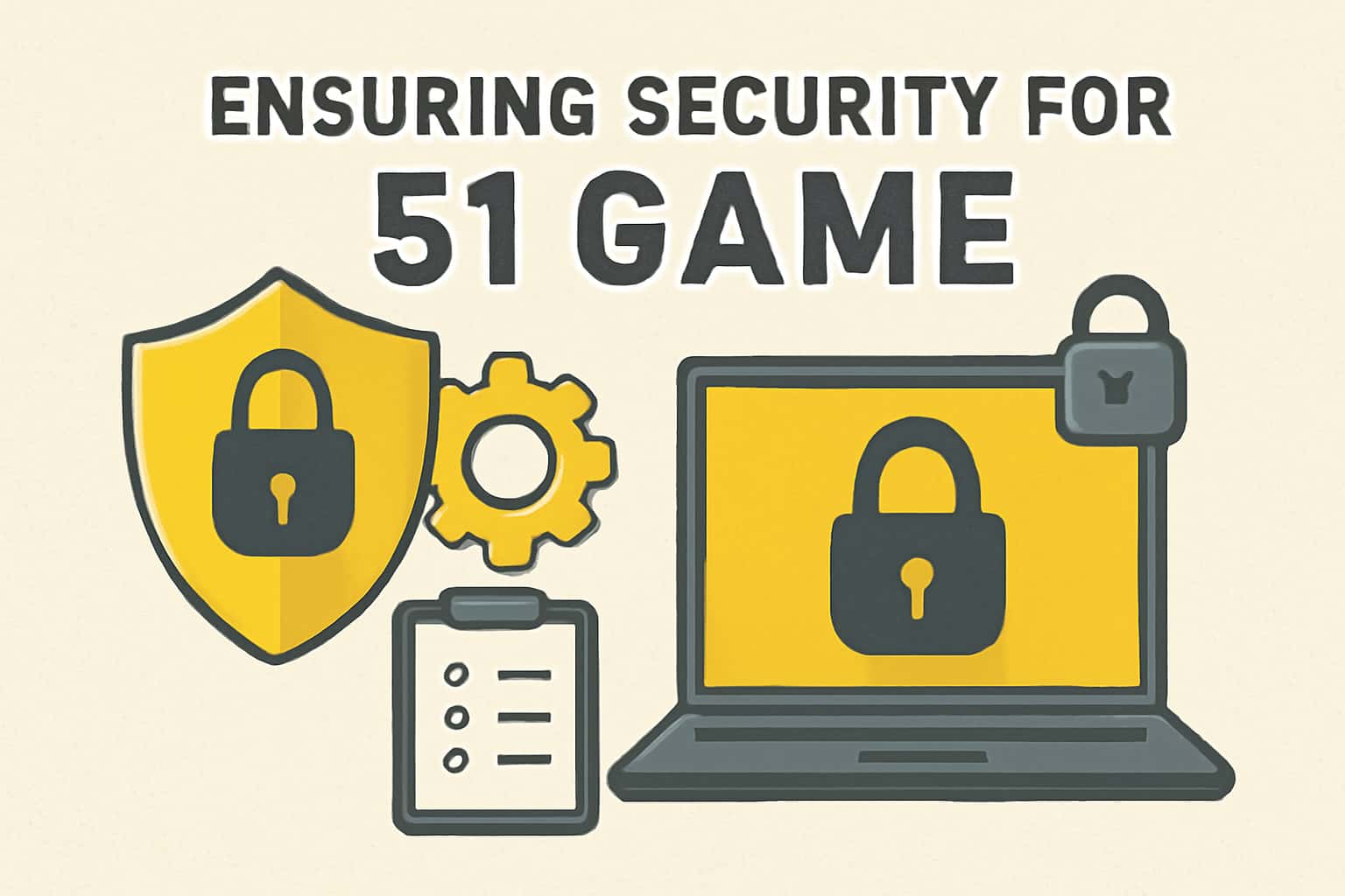 An informational graphic illustrating security measures for the 51 Game account.