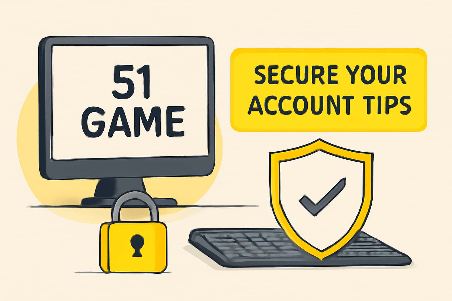 An informative visual representation about securing your 51 Game account with prominent text.