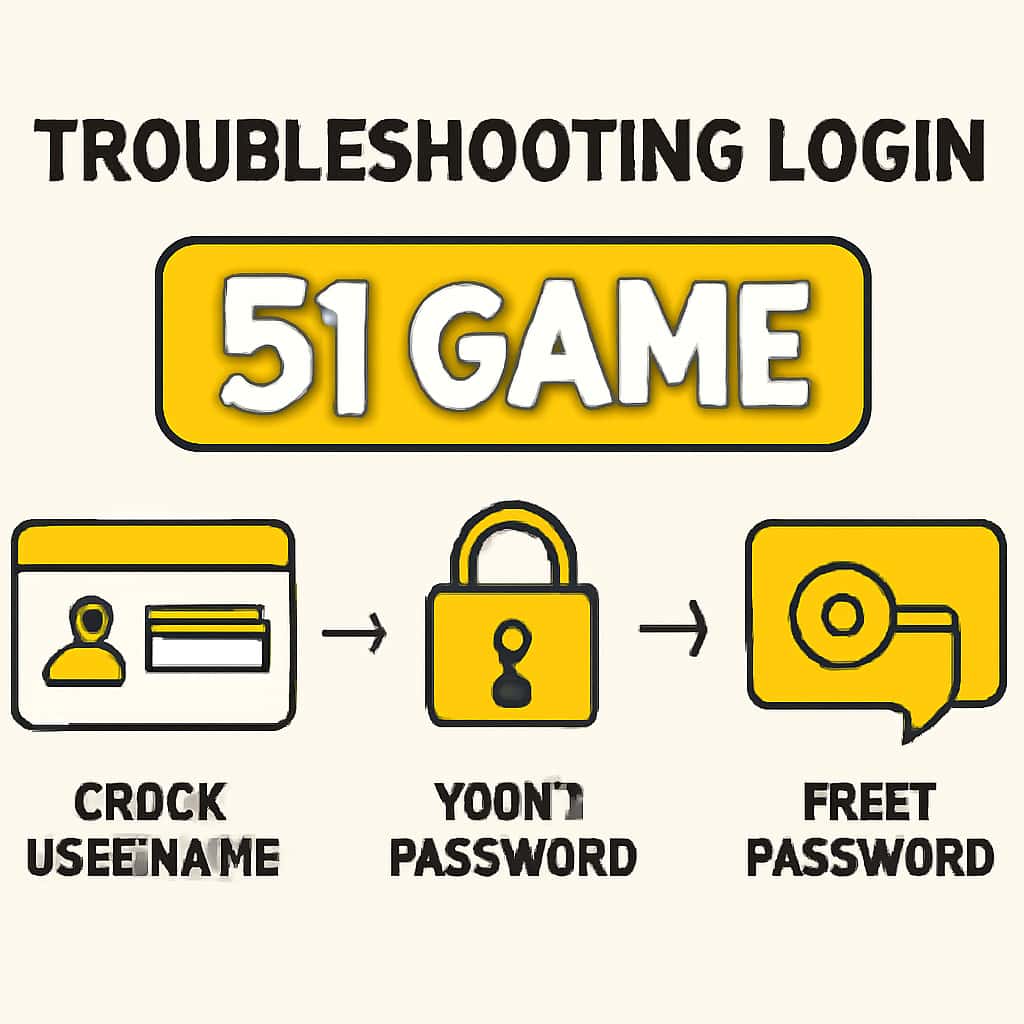 An illustration explaining login troubleshooting for 51 Game.